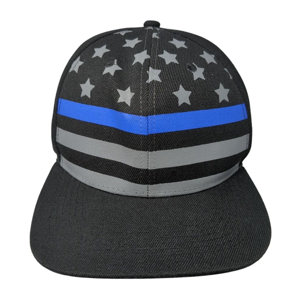 Sleefs Snapback Hat Black One Size Embroidered American Flag Adjustable